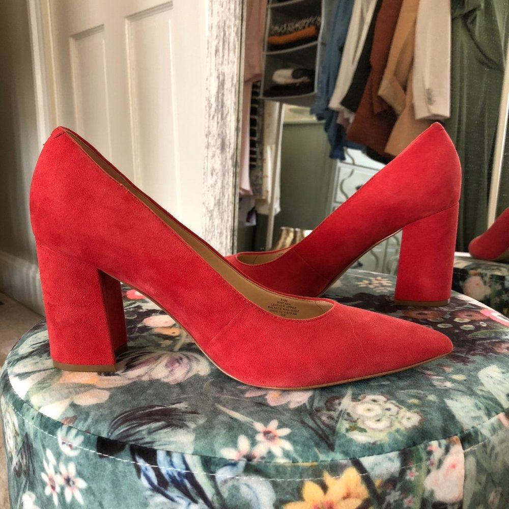 Nine West Cara Pump - Red/Orange Suede (worn once)